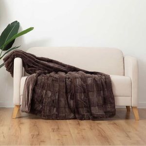 NWT Berkshire Collection Brown Faux Fur Throw